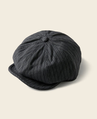 Yarn-Dyed Stripe Newsboy Cap - Black Gray
