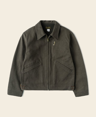 1940s Pique Stripe Cotton Cossack Jacket - Coffee