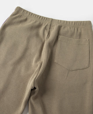 1970s Heavyweight Waffle Knit Jogger Pants - Khaki