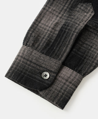Brushed cotton ombre check sports shirt cuff with single button
