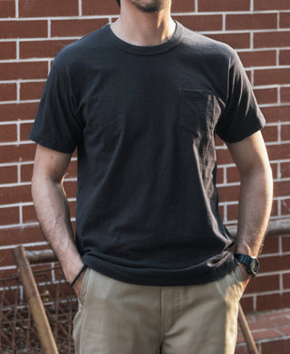Loopwheel Tubular Slub Cotton Pocket T-Shirt - Vintage Black