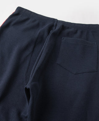 1970s Heavyweight Waffle Knit Jogger Pants - Navy