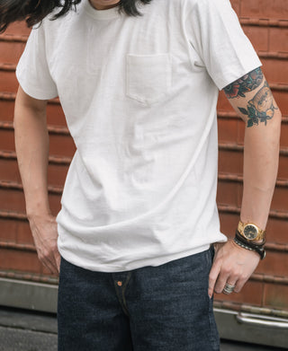 Loopwheel Tubular Slub Cotton Pocket T-Shirt - White