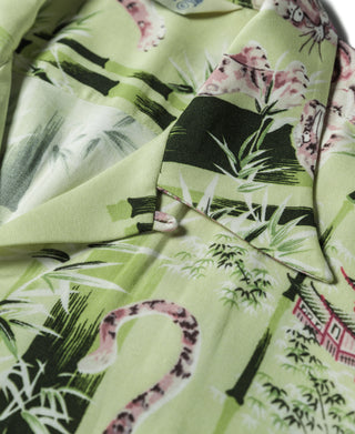 Ukiyo-e Tiger & Bamboo Pattern Aloha Shirt - Light Green