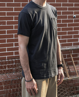 Loopwheel Tubular Slub Cotton Pocket T-Shirt - Vintage Black