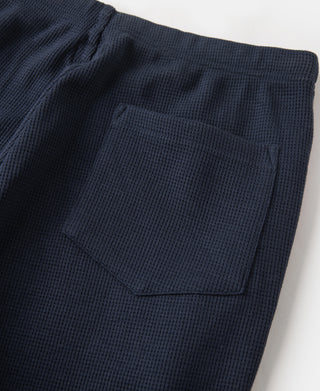 1970s Heavyweight Waffle Knit Jogger Pants - Navy