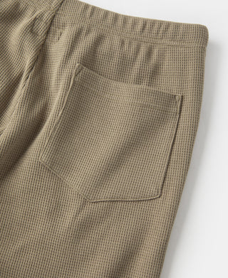 1970s Heavyweight Waffle Knit Jogger Pants - Khaki