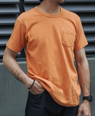 Loopwheel Tubular Slub Cotton Pocket T-Shirt - Orange
