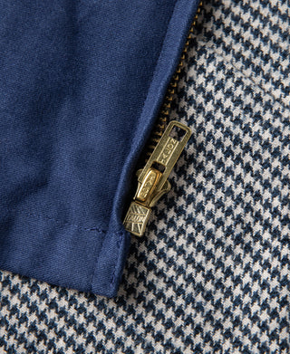 1940s Houndstooth-Lined Moleskin Cossack Jacket – Blue
