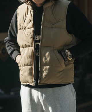 1970s Vintage Quilted Padded Vest - Khaki