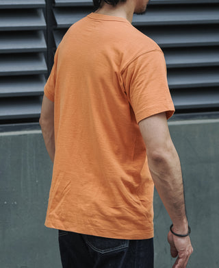 Loopwheel Tubular Slub Cotton Pocket T-Shirt - Orange
