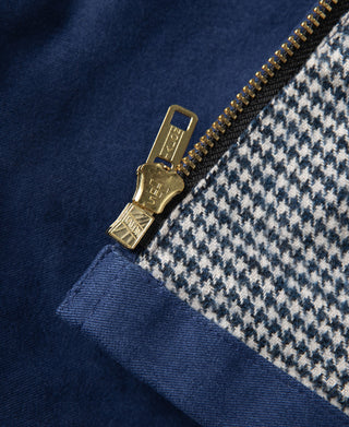1940s Houndstooth-Lined Moleskin Cossack Jacket – Blue