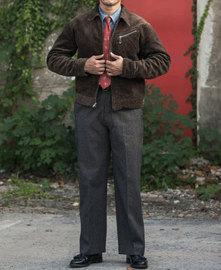 1940s Heavyweight Corduroy Cossack Jacket - Brown