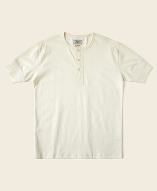 Vintage Short Sleeve Henley T-Shirt in Cream