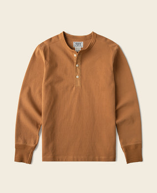 Vintage Long Sleeve Henley Shirt - Orange