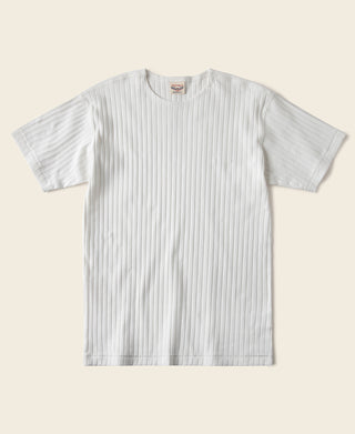1950s Ribbed Cotton-Spandex Blend T-Shirt - White