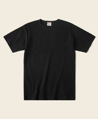 1950s Ribbed Cotton-Spandex Blend T-Shirt - Black