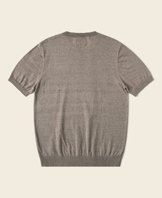 1950s Jersey Knit Short Sleeve Crewneck T-Shirt - Light Brown
