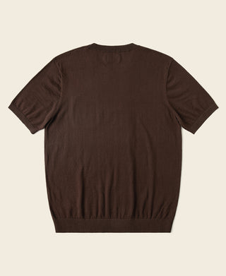1950s Jersey Knit Short Sleeve Pocket T-Shirt - Coffee