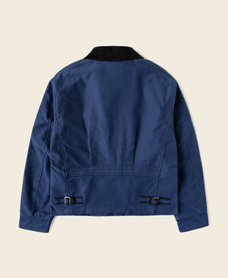 1940s Houndstooth-Lined Moleskin Cossack Jacket – Blue
