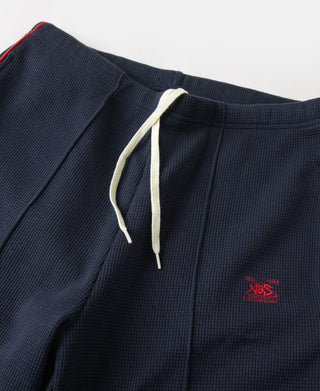 1970s Heavyweight Waffle Knit Jogger Pants - Navy