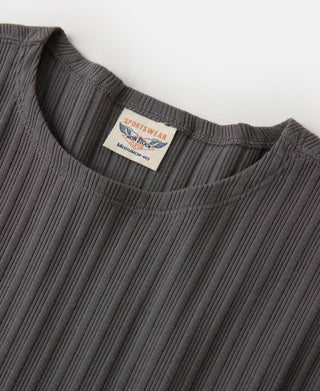1950s Ribbed Cotton-Spandex Blend T-Shirt - Dark Gray