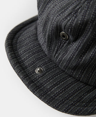 Yarn-Dyed Stripe Newsboy Cap - Black Gray