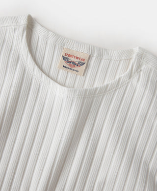 1950s Ribbed Cotton-Spandex Blend T-Shirt - White