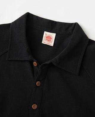Raglan Sleeve Cotton-Piqué Polo Shirt - Black