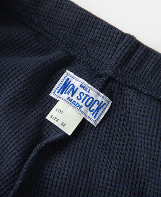 1970s Heavyweight Waffle Knit Jogger Pants - Navy