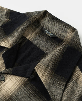Brushed cotton ombre check sports shirt with interior label at neckline and button placket