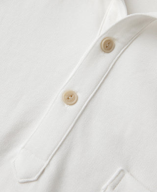 Raglan Sleeve Cotton-Piqué Polo Shirt - White
