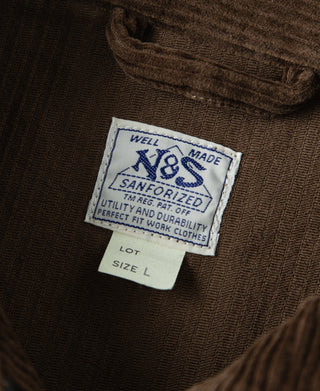 9 Wale Cotton Corduroy Zip-Up Jacket - Brown