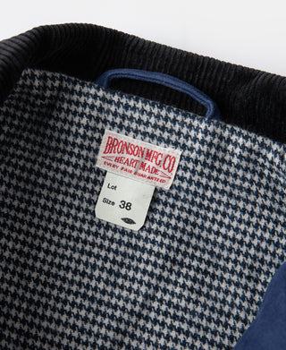 1940s Houndstooth-Lined Moleskin Cossack Jacket – Blue