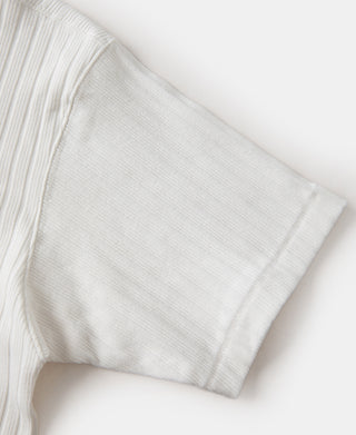 1950s Ribbed Cotton-Spandex Blend T-Shirt - White