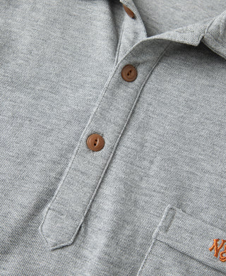 Raglan Sleeve Cotton-Piqué Polo Shirt - Gray