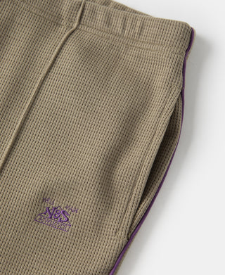 1970s Heavyweight Waffle Knit Jogger Pants - Khaki
