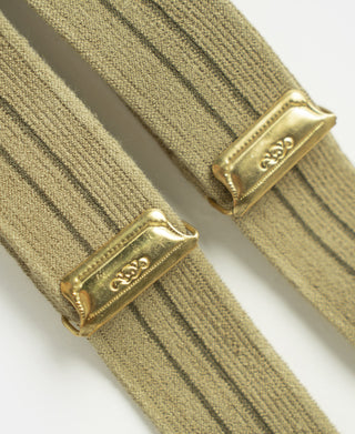 Vintage Striped Y-Back Button-On Suspenders – Khaki
