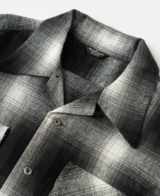Ombre check sports shirt close-up of collar and button placket
