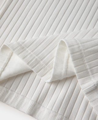 1950s Ribbed Cotton-Spandex Blend T-Shirt - White