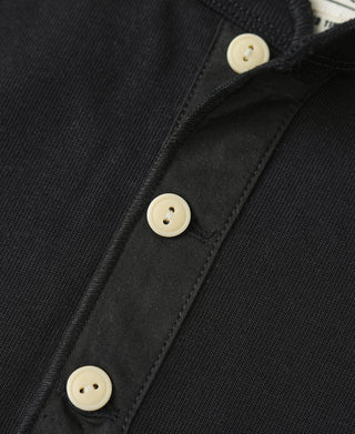 Vintage Long Sleeve Henley Shirt - Black