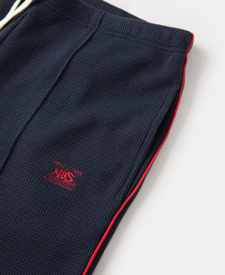1970s Heavyweight Waffle Knit Jogger Pants - Navy