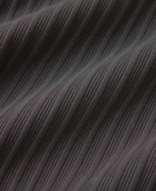 1950s Ribbed Cotton-Spandex Blend T-Shirt - Dark Gray