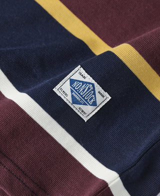 9.8 oz IVY Style Striped T-Shirt - Burgundy Red/Navy