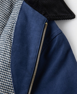 1940s Houndstooth-Lined Moleskin Cossack Jacket – Blue