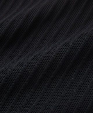 1950s Ribbed Cotton-Spandex Blend T-Shirt - Black