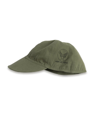Olive A-3 flight cap with Army Air Force emblem and text on side
