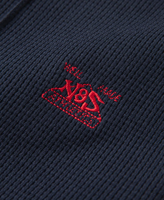 1970s Heavyweight Waffle Knit Jogger Pants - Navy