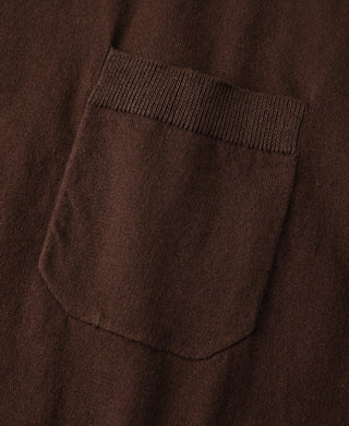 1950s Jersey Knit Short Sleeve Pocket T-Shirt - Coffee