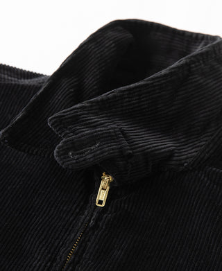 9 Wale Cotton Corduroy Zip-Up Jacket - Black